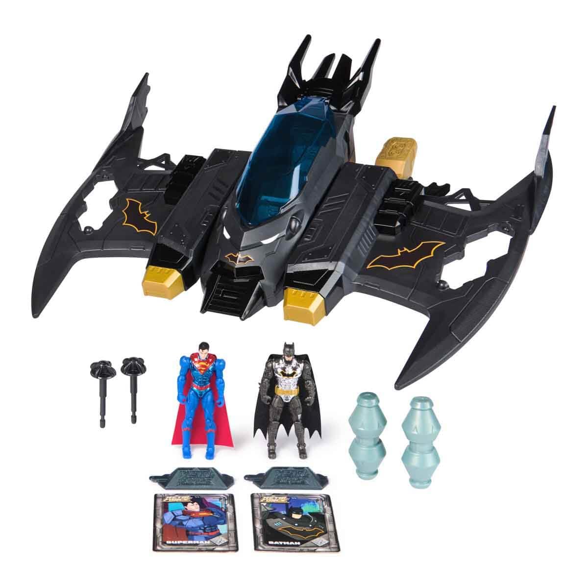 DC Comics Metal Force Transforming Batwing Playset - 2-in-1 Batwing to Mech Transformation | Includes Batman & Superman Figures 1