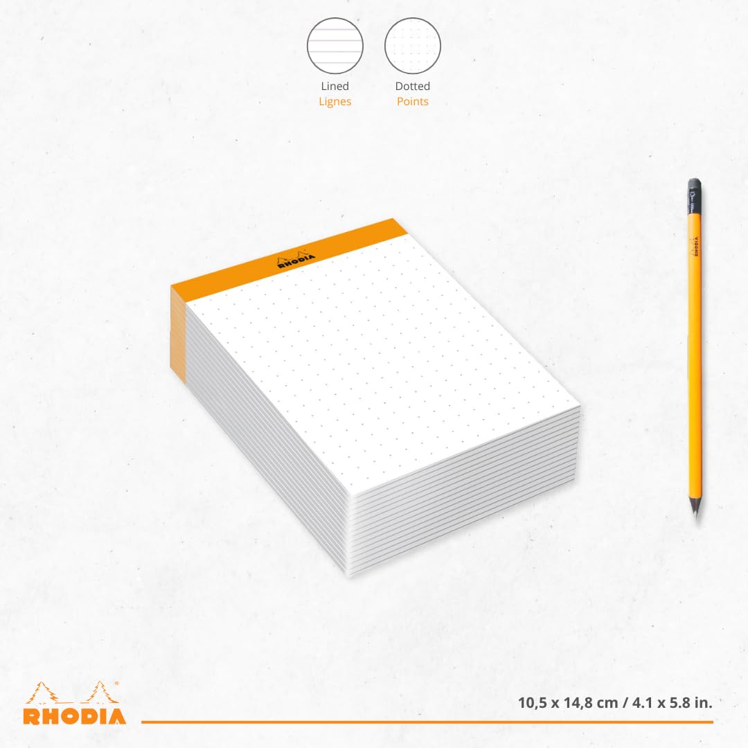 Rhodia Memo Pad N°13 - Orange A6 Dotted | 80g Clairefontaine Paper | 240 Sheets 3