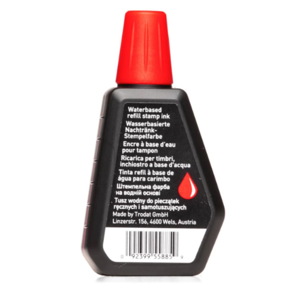 Trodat Red Ink Bottle - 28 ml Replacement Ink for Hand Stamp Pads | Model 7011 3