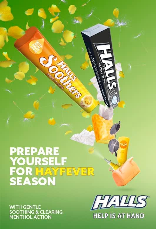 HALLS Soothers Honey & Lemon Flavoured Lozenges - Soothing Liquid Centre | 45 g Pack 4