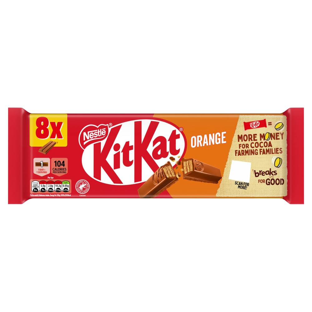 KitKat 2 Finger Orange Chocolate Biscuit Bars - 8 Pack (8 x 20.7 g)