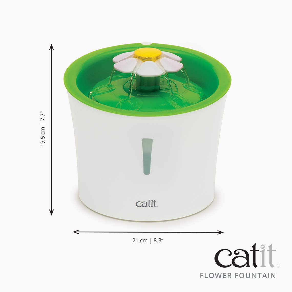 Catit Flower Cat Water Fountain | 3 Flow Settings | Triple Action Filtration | Green 9
