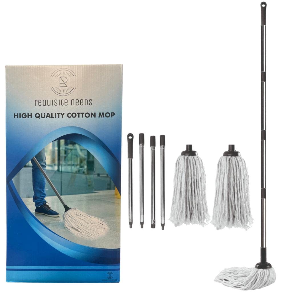 REQUISITE NEEDS 120cm Long Cotton String Floor Mop with Detachable Head and Adjustable Handle 5