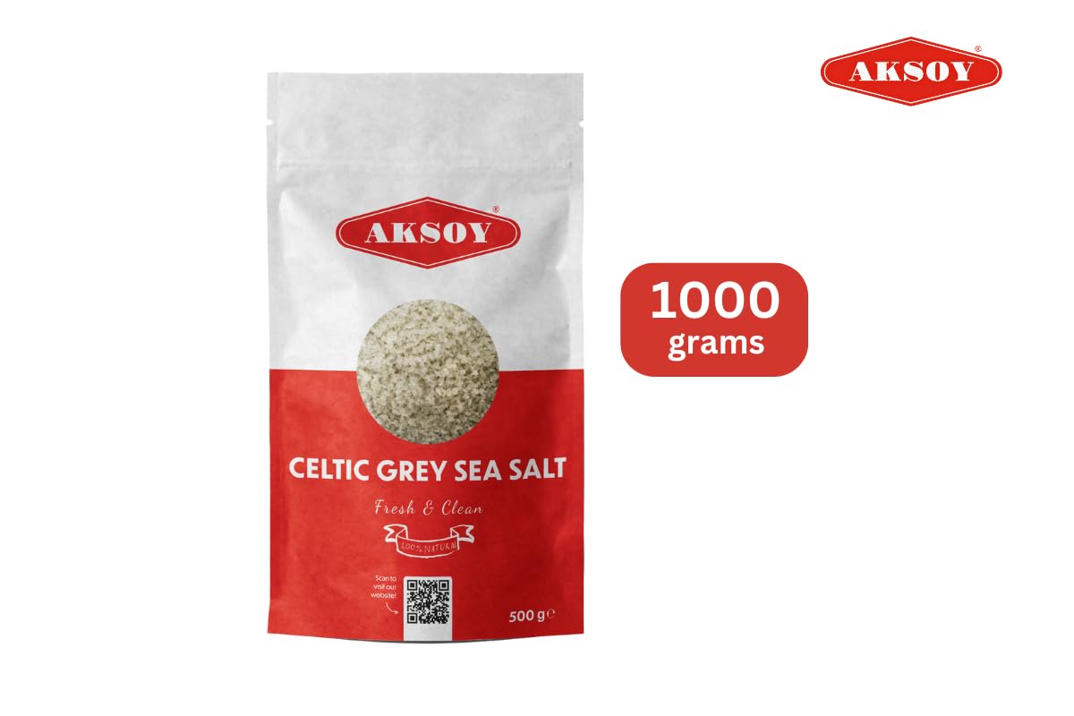 AKSOY Celtic Grey Sea Salt Coarse - 1KG Natural Mineral-Rich Unrefined Salt 5