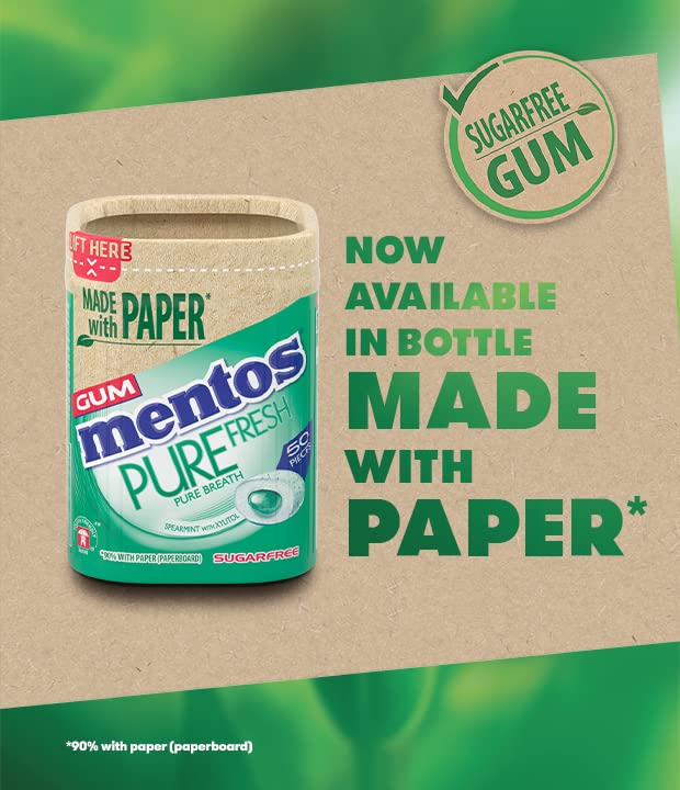 MENTOS PURE FRESH Sugar-Free Chewing Gum - Spearmint Liquid Filled | 6 Pack (730g Total) 6