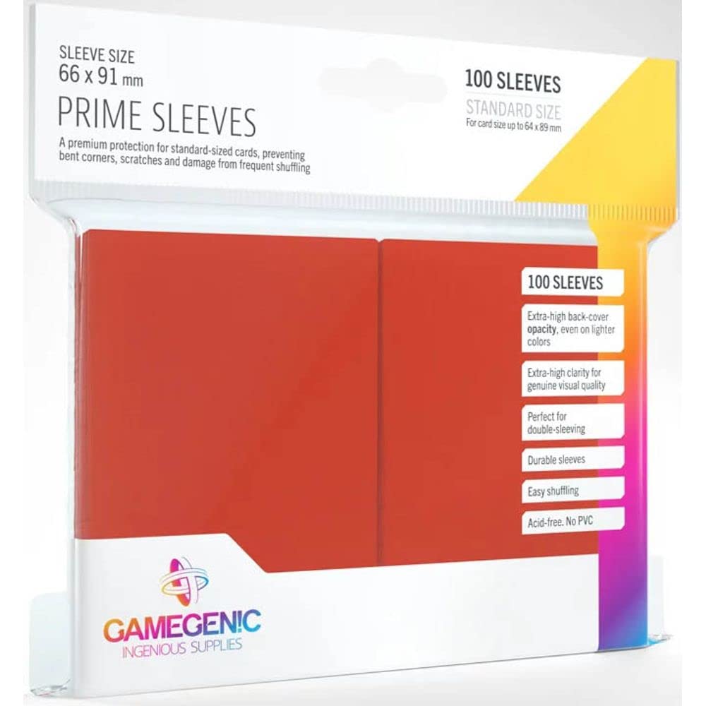 Gamegenic Prime Sleeves - Durable Protection for Trading Cards | 100 Pack | Red 1