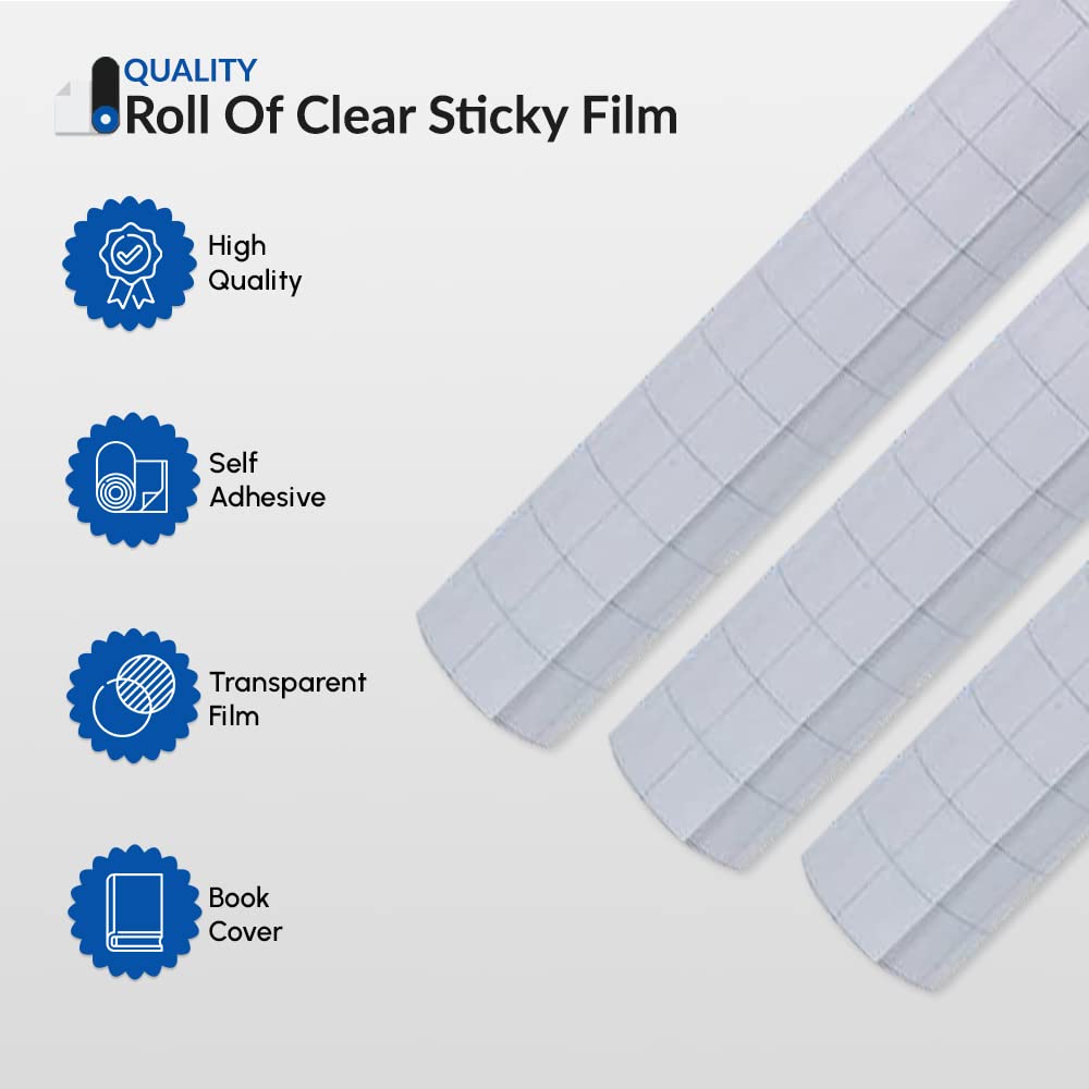 1ABOVE Premium Clear Sticky Back Plastic Book Cover Roll - 50CM x 10M | Durable Plastic Film 4