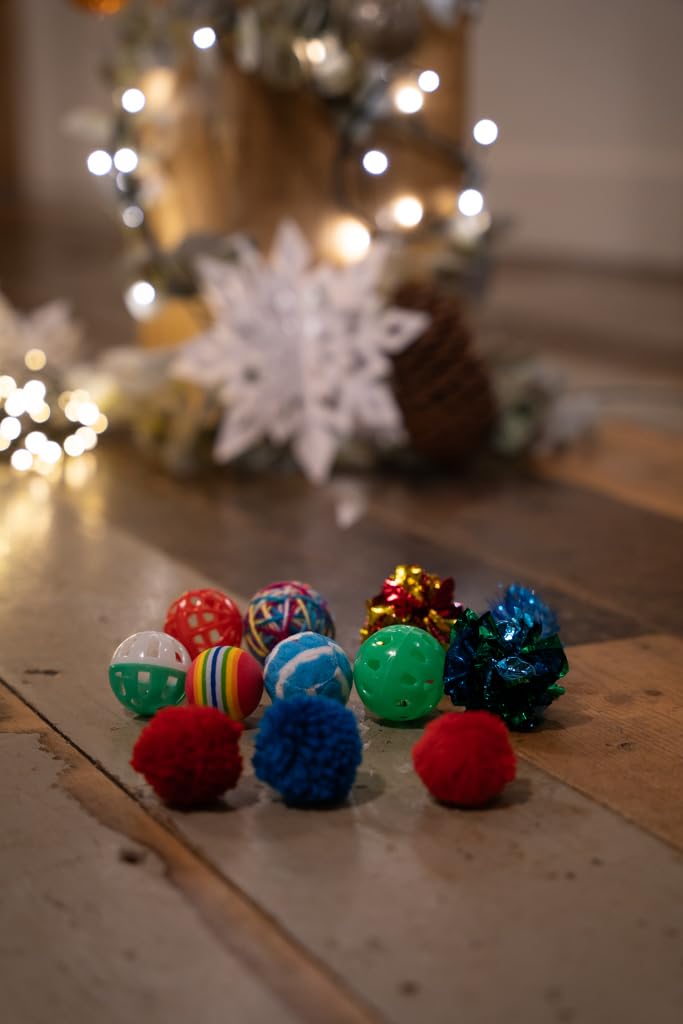 Petface Catkins Cat Ball Toys - Pack of 12 Assorted, Durable Plastic Balls for Cats 5
