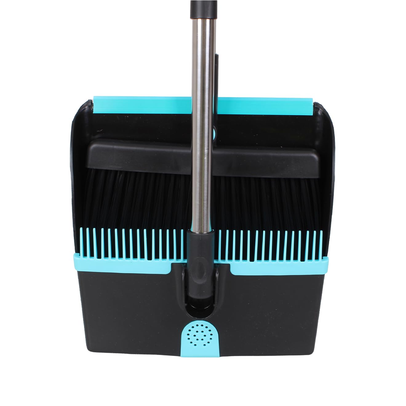 Fit For The Job Long Handle Dustpan & Brush Set - 1.1m Handle | 8-Part Aluminium Pole | Blue/Black 8