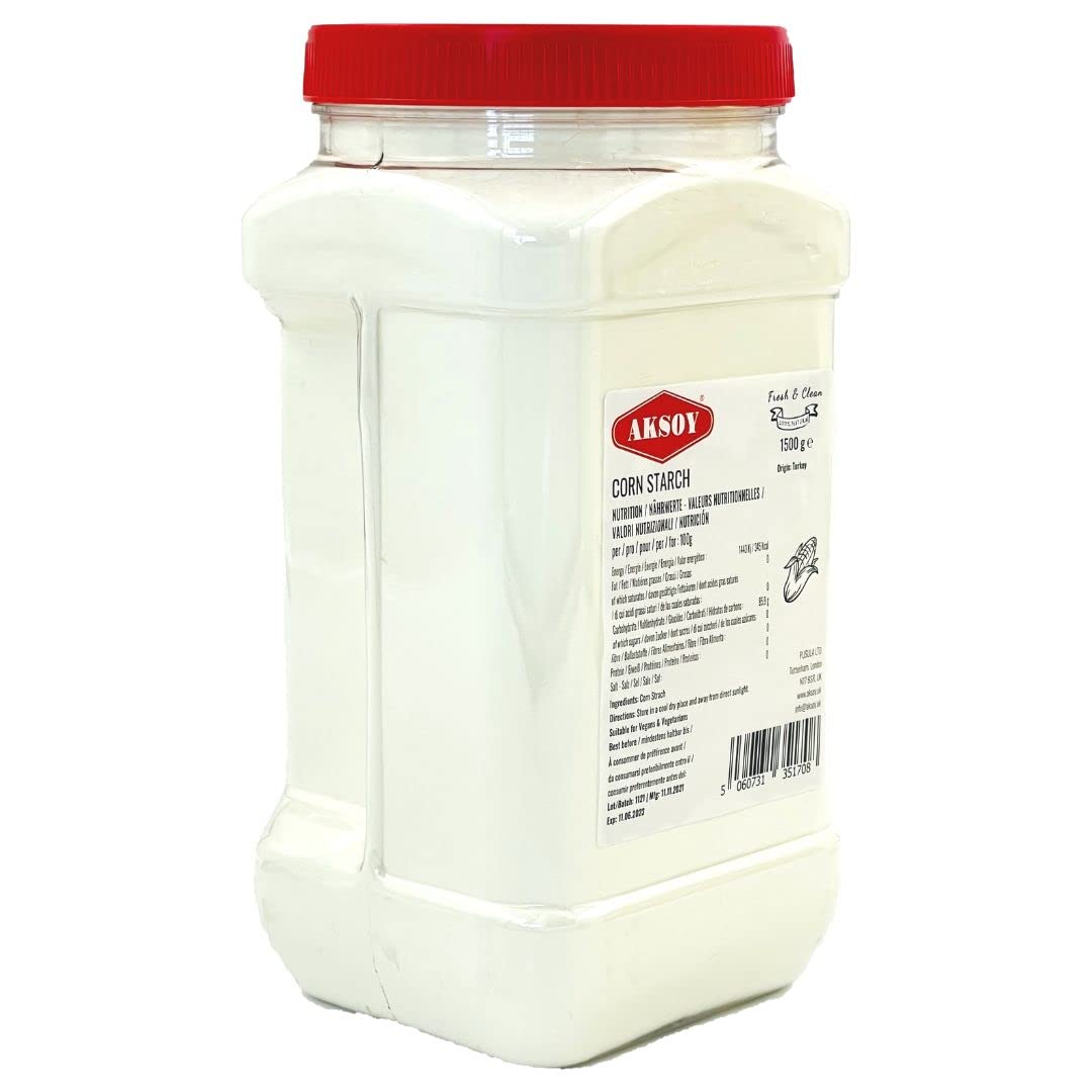 AKSOY Quality Corn Starch - 1.5KG Natural Pure Powder for Cooking & Baking | Gluten-Free Thickener 6