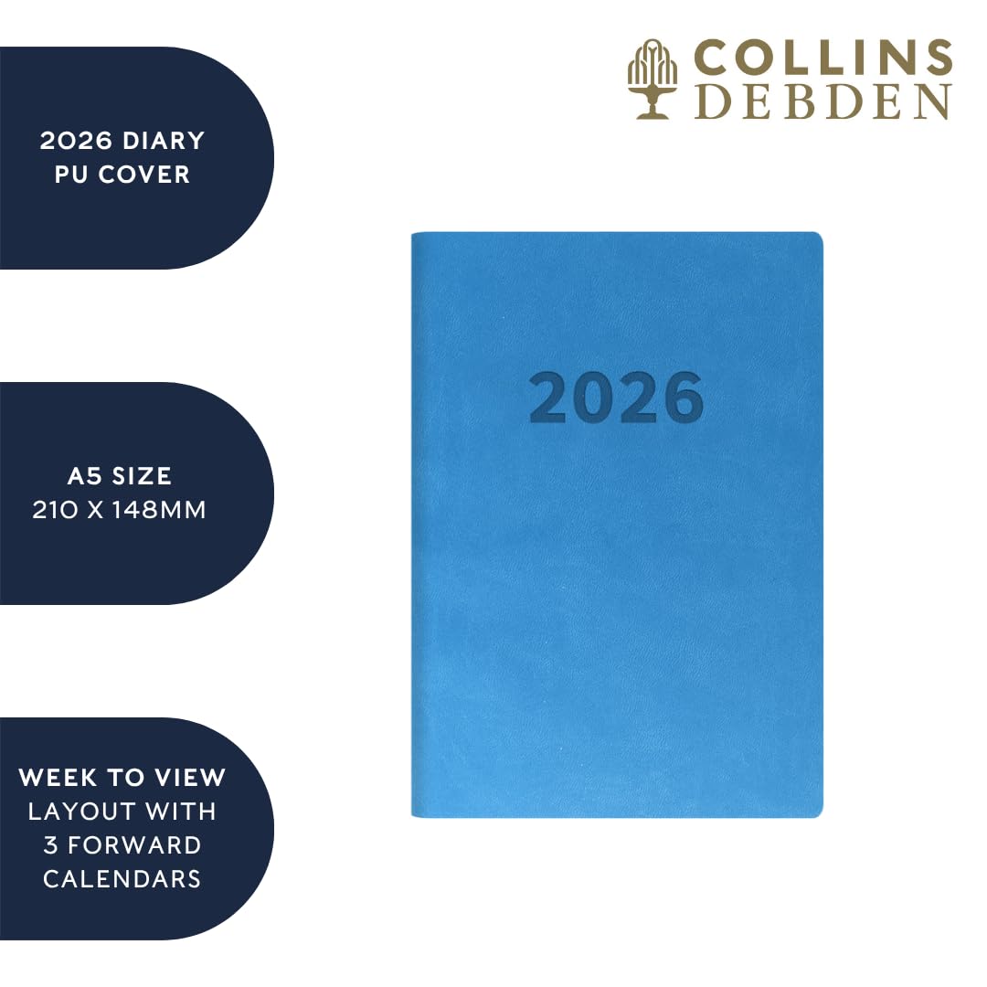 Collins Edge Rainbow 2026 Appointment Book Planner - A5 Week-To-View | PU Cover | Charcoal 3