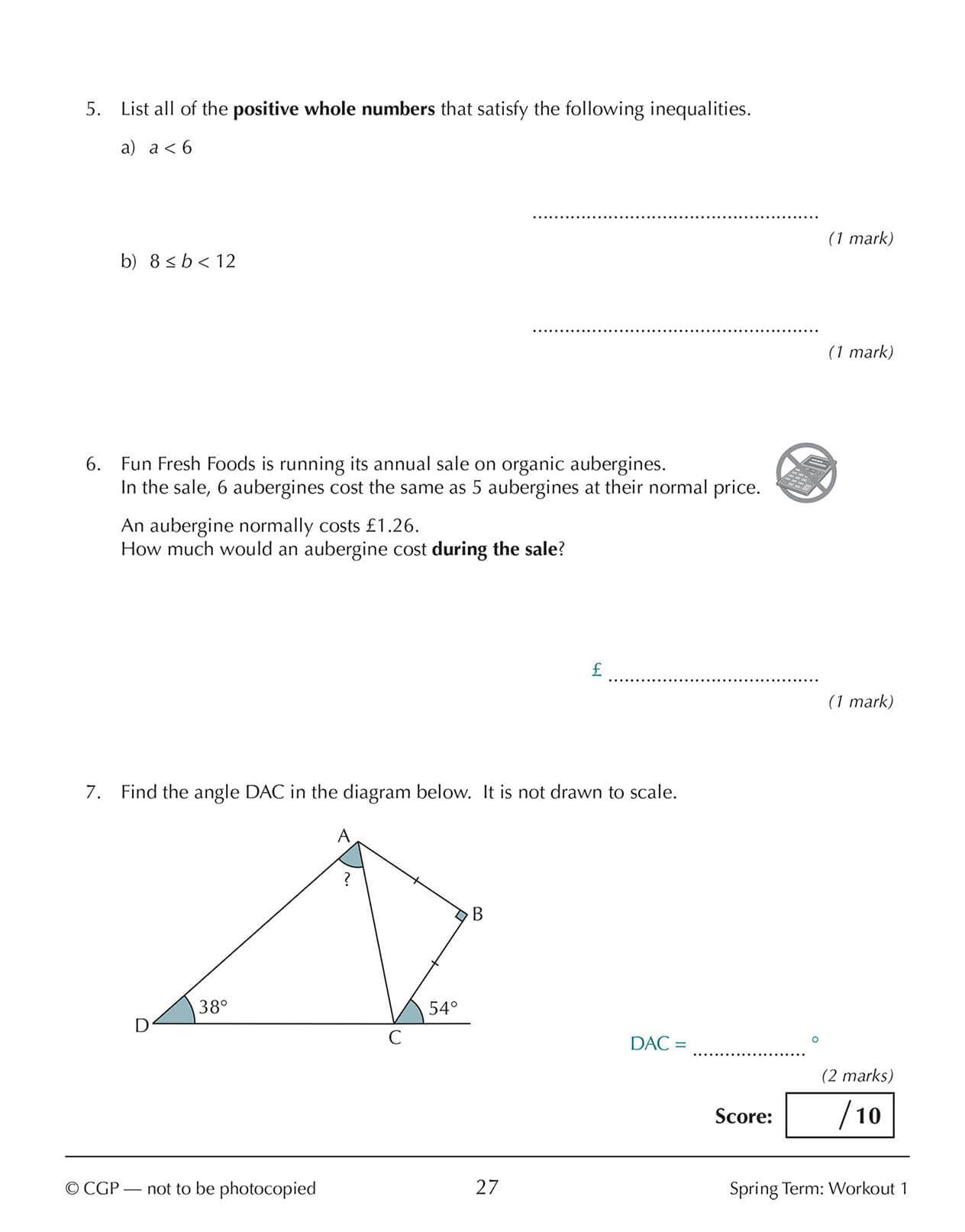 CGP New KS3 Maths 10-Minute Weekly Workouts - Year 9 | Paperback | 88 Pages 3