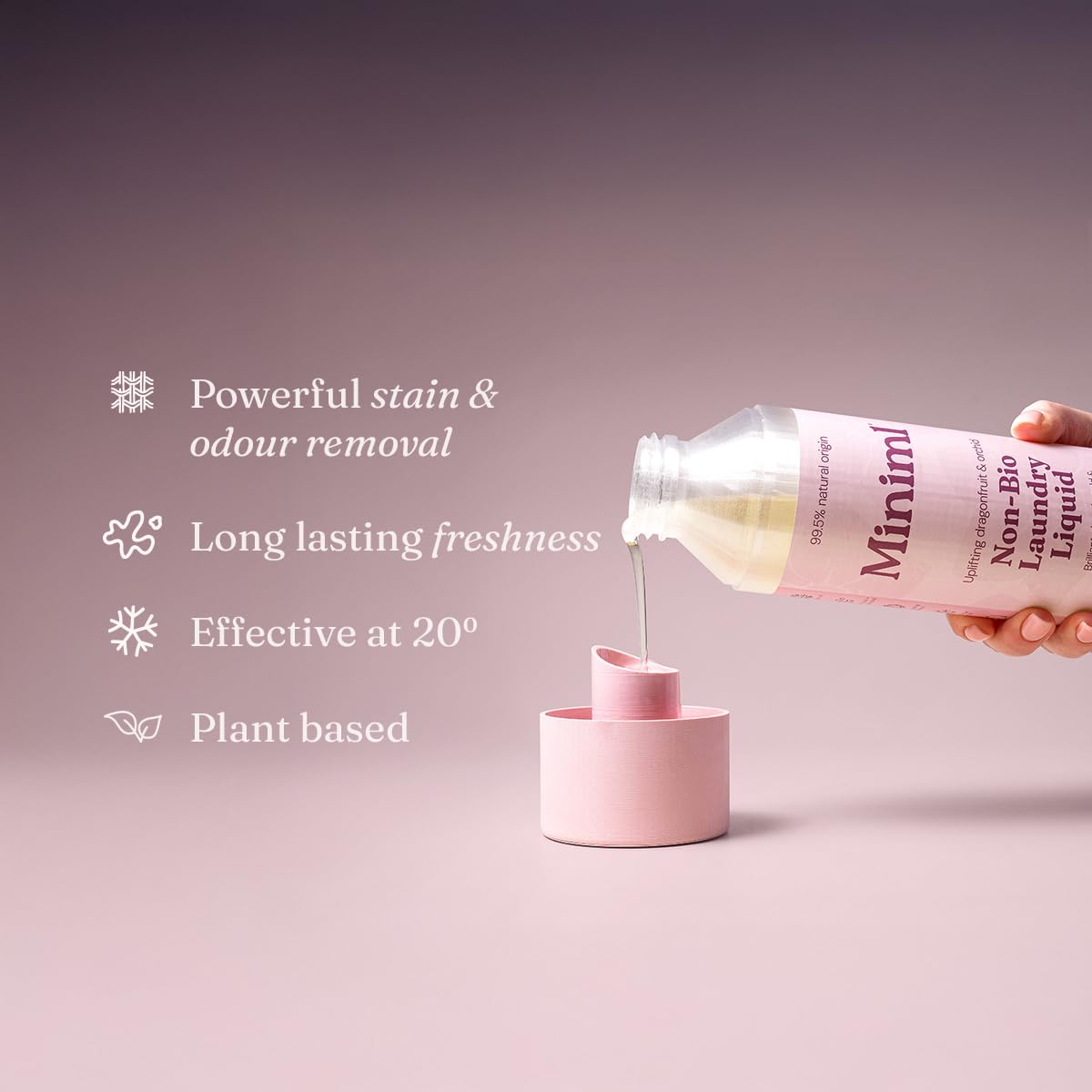 Miniml Laundry Liquid Detergent - 1L Pink Dragonfruit & Orchid Scent | Non Bio | Plant Powered 4