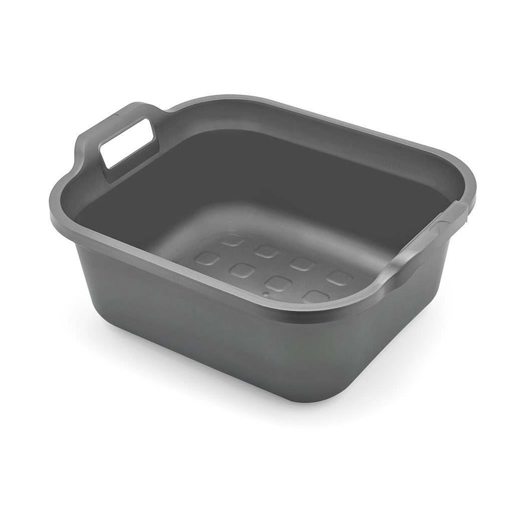 Addis Washing Up Bowl - 10L Rectangular Plastic Basin with Handles | Metallic Silver | 39 x 32 x 14 cm
