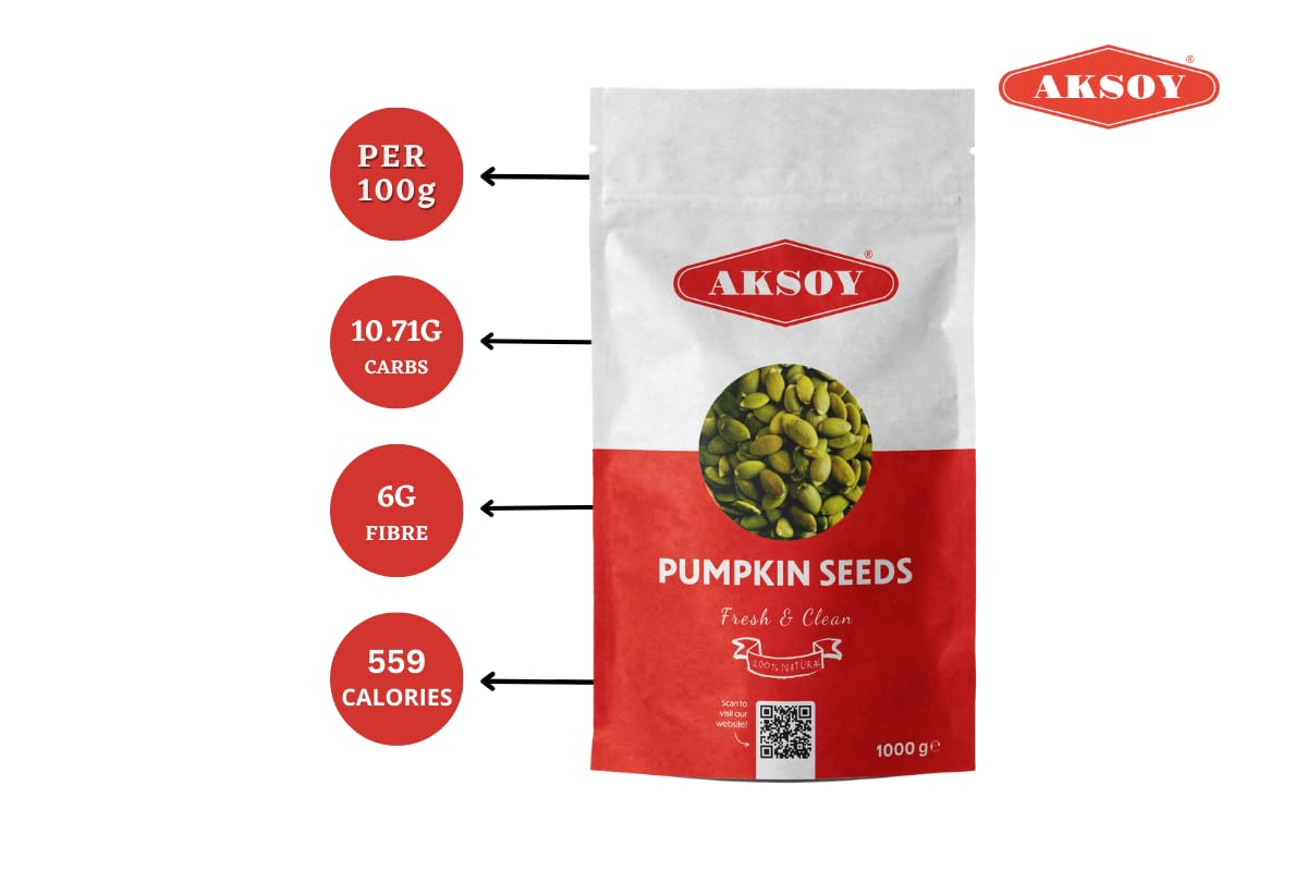 AKSOY Raw AA Grade Pumpkin Seeds - Premium Quality, GMO-Free, Vegan | 1kg 9