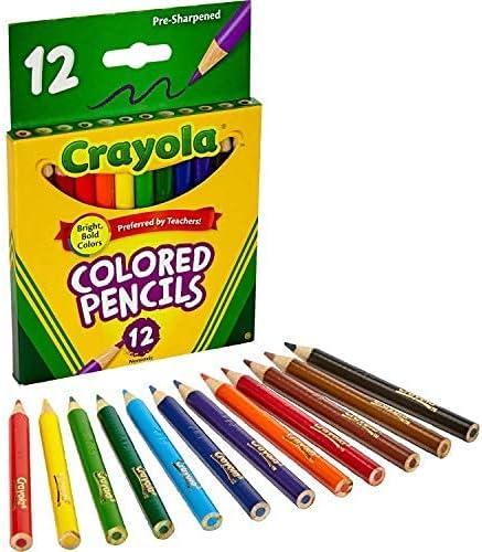 Crayola 4112 – 12 Buntstifte halber Länge, mehrfarbig, vorgespitzt, weiche, dicke Minen, ideal für Kinder ab 3 Jahren 4