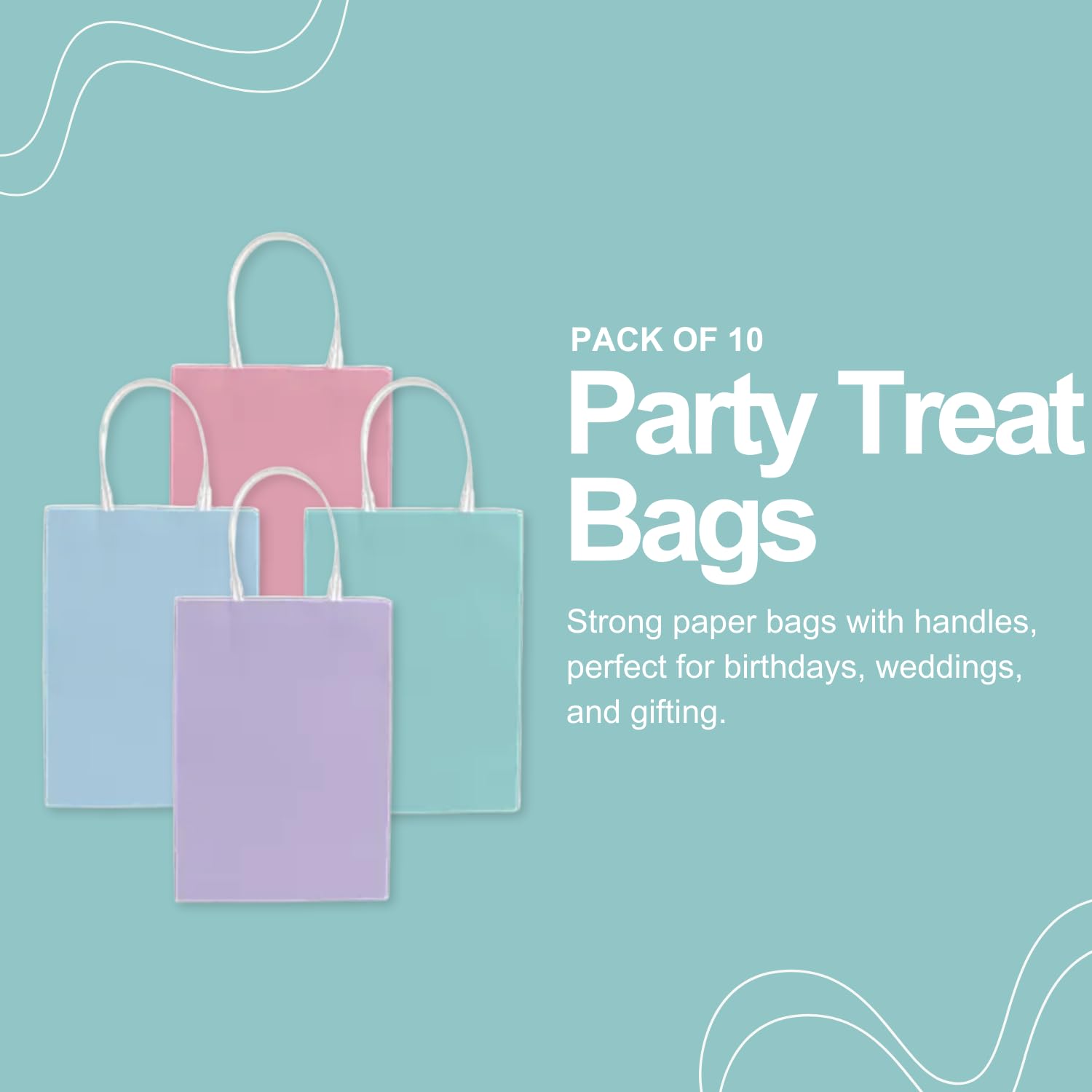 Pop Pastel Multicolour Paper Party Bags with Handles - Pack of 10 Small Gift Bags