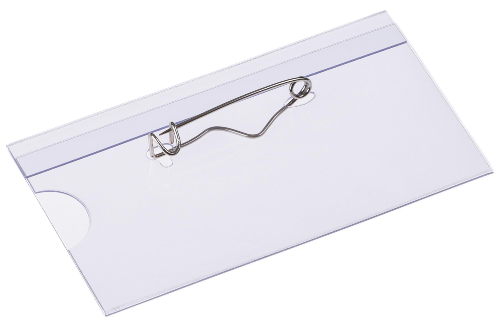 Europel Name Badge Holders - 75x40mm Horizontal ID Card Holder with Safety Pin | Pack of 24