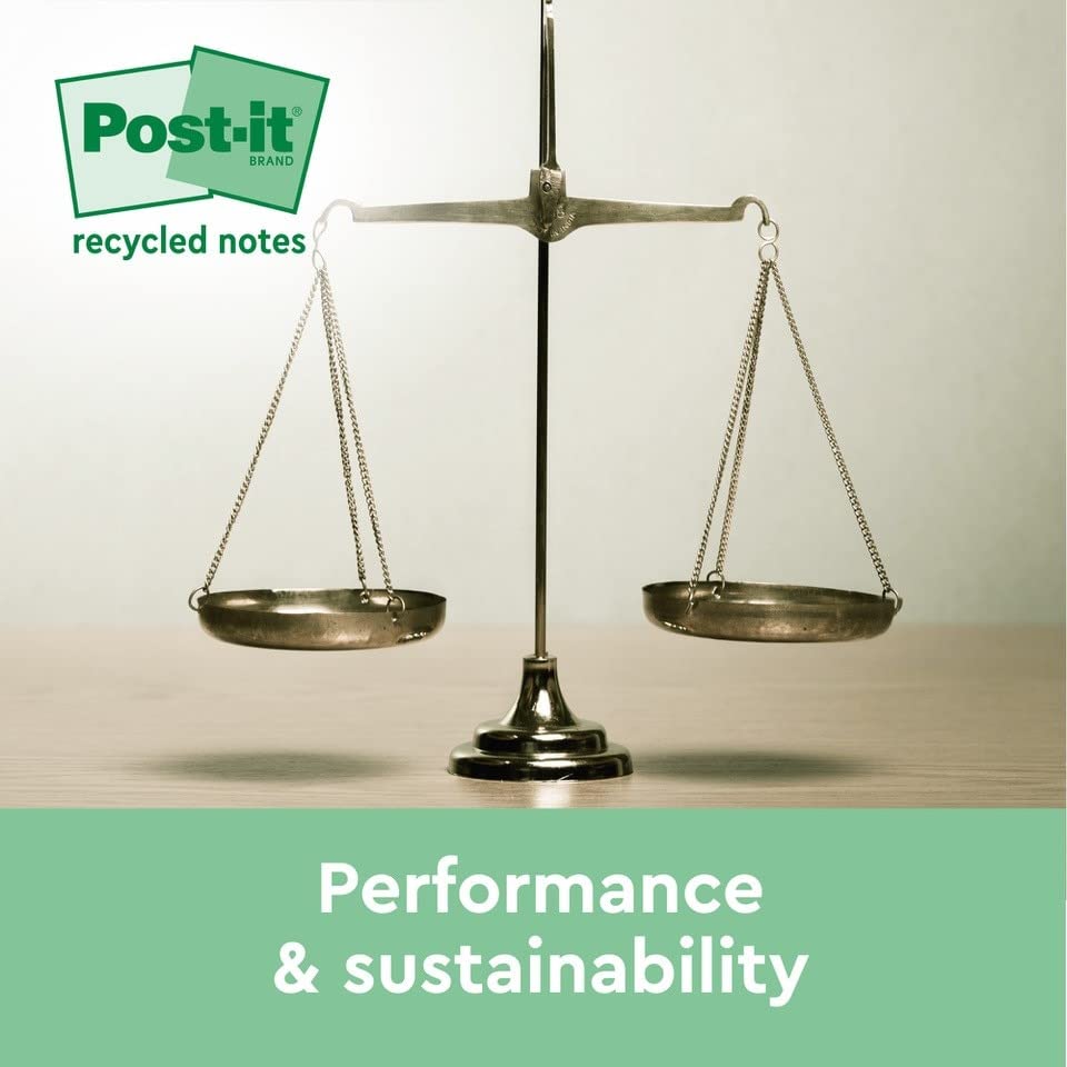 Post-it Super Sticky 100% Recycled Notes - 4 Pad Pack (3+1 Free) | 70 Sheets Each | Pink, Green, Yellow, Blue 3