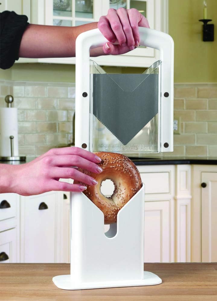 KitchenCraft Bagel Slicer in Gift Box, Plastic / Carbon Steel, White, 18 x 9.5 x 23.5cm 2