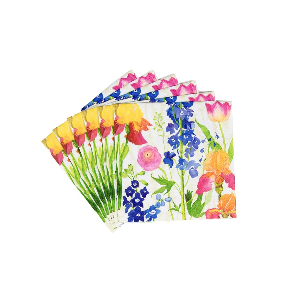 Caspari Summer Garden Paper Cocktail Napkins - Triple-Ply, 20 Count, 13 x 13 cm 3
