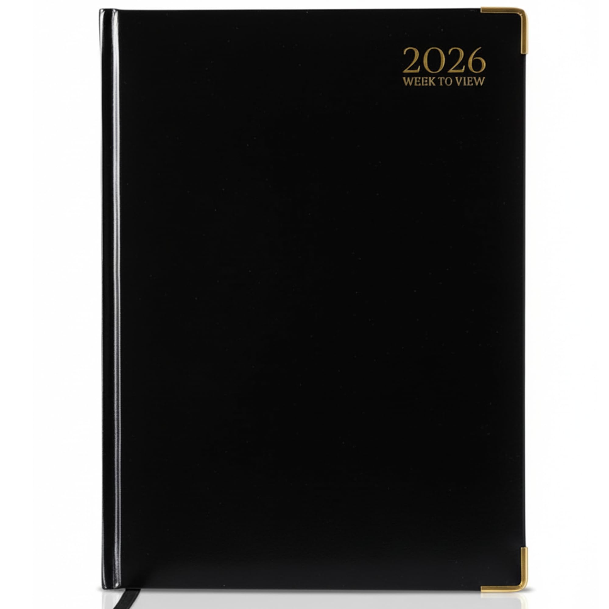 G4GADGET 2026 A4 Week to View Diary | Black Hardback with Gilt Edges | 195 Pages