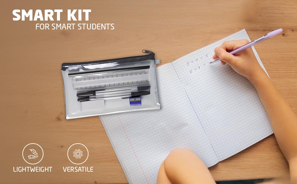 1ABOVE Clear Pencil Case Set with Stationery | 20 x 10 cm | Plastic 3