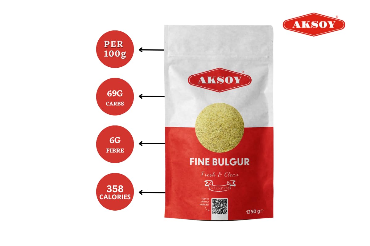 AKSOY Fine Bulgur Wheat - 1.25KG Pouch | Ideal for Salads & Meatballs | Vegan 9