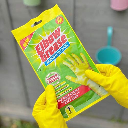 Elbow Grease Rubber Cleaning Gloves - Cotton Lined, Super Strong, Non-Slip | Size M 5