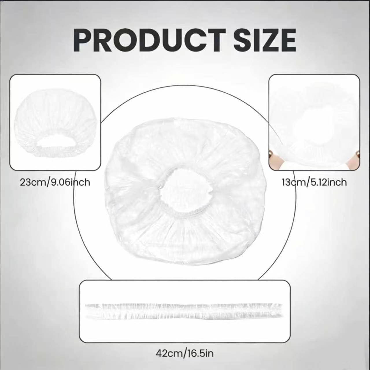 Muexoee 100 Pcs Disposable Shower Caps - 42cm Large Waterproof | Elastic Fit