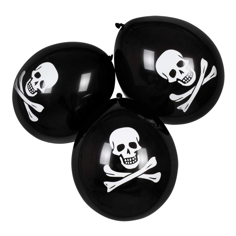 SHATCHI Pirate Party Balloons - 15 Pack Latex Skull & Crossbones | Black | Unisex Children