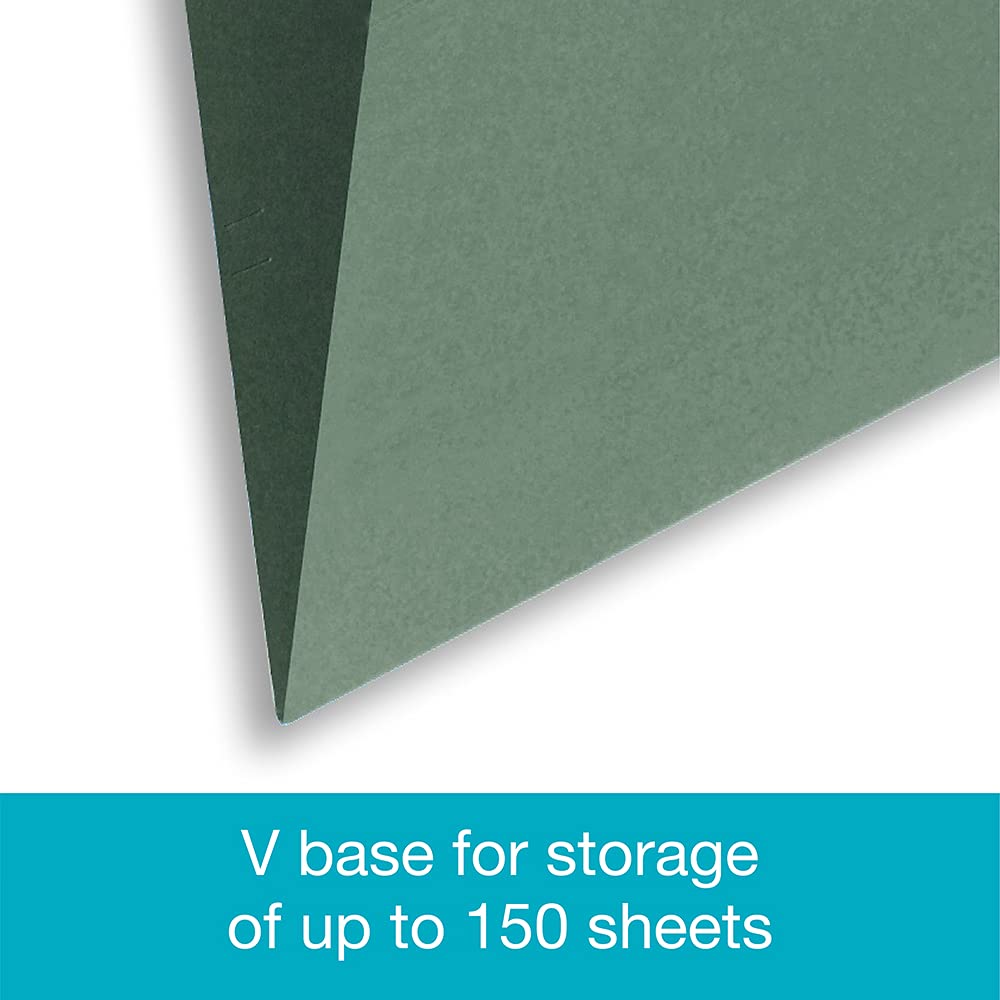 SUMMIT Foolscap Suspension Files - Green V-Base | 10 Pack | Holds 150 Sheets | 210 gsm Manila 6