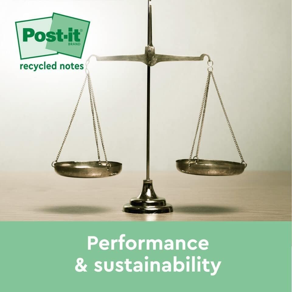 Post-it Recycling Notes - Canary Yellow, 6 Pads of 100 Sheets Each | 100% Recycled Paper 5