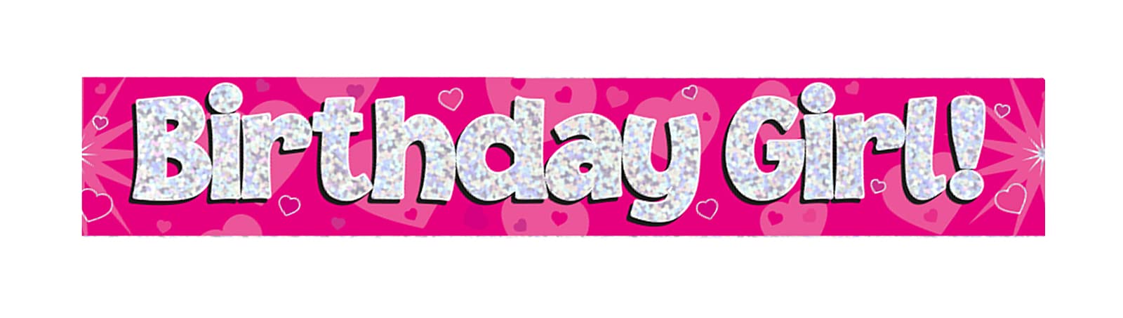 OakTree Birthday Girl Banner - 9 ft Pink Holographic Foil for Room Decoration