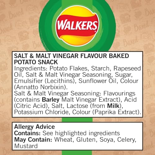 Walkers Gebackene Salz- und Essigchips, 32 x 37,5 g – 50 % weniger Fett, Snacks 8
