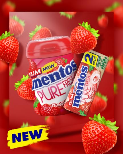 MENTOS Pure Fresh Strawberry Chewing Gum - Sugar-Free, Liquid Filled Centre | 35 Count Pack