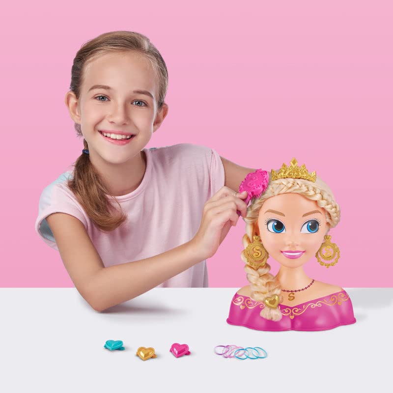Sparkle Girlz Princess Hair Styling Head - 14 Pieces | Soft Rooted Hair | Ages 3+ 7