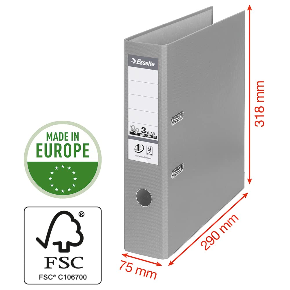 Esselte A4 Lever Arch File, Black, 72 mm Spine, Plastic, Vivida Range, 811370, 500 Sheets Capacity 3