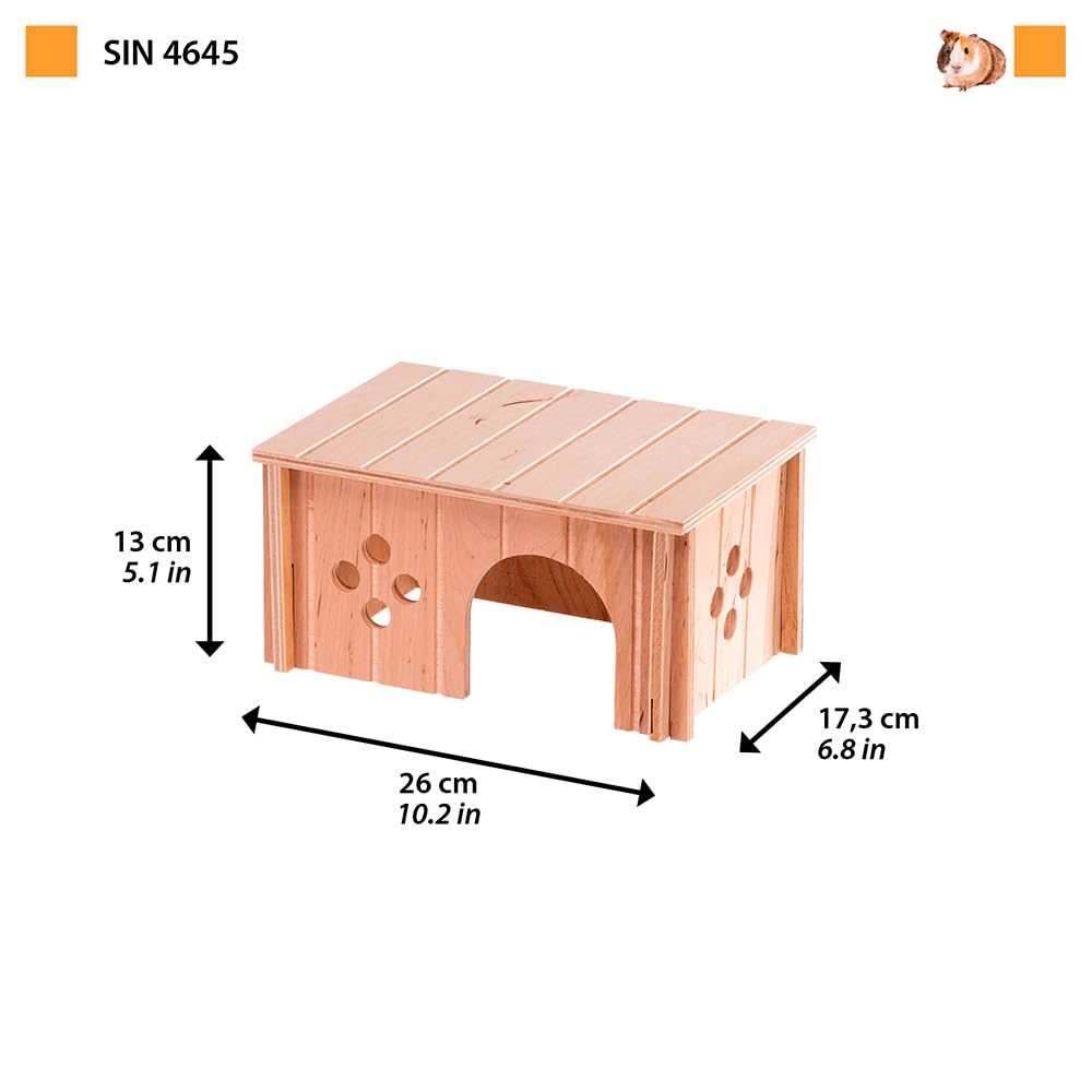 Ferplast Wooden Guinea Pig House Nesting Box for Small Animals | FSC-Certified Wood | 26 x 17.3 x 13 cm 3