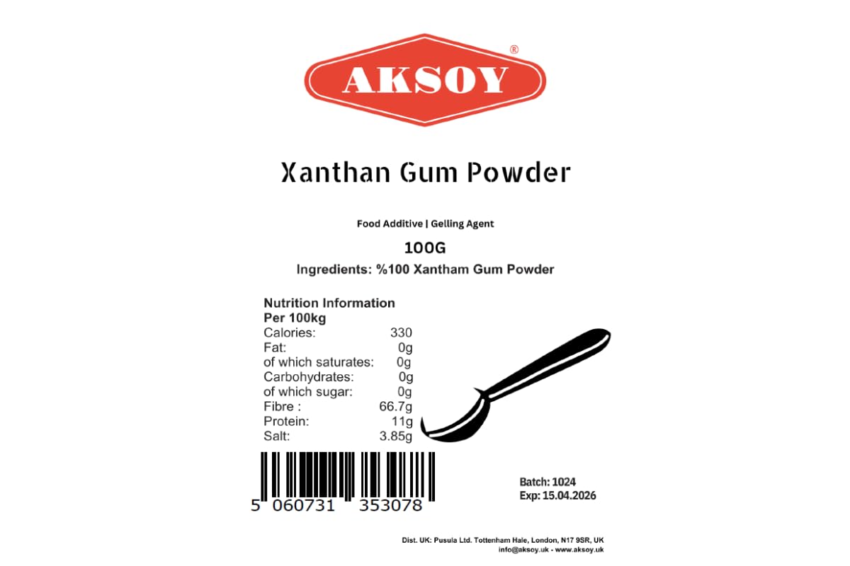AKSOY Xanthan Gum Powder Thickener & Stabiliser | 100g | Gluten-Free & Vegan