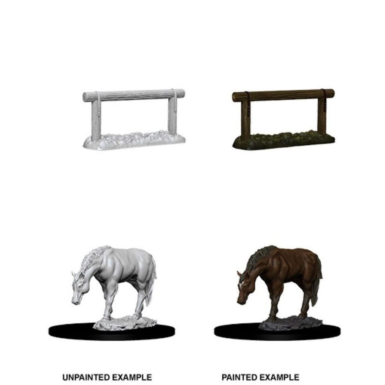 Dungeons & Dragons WizKids Miniature Scenery Pack - Horse & Hitch Post | Primed for Painting 4
