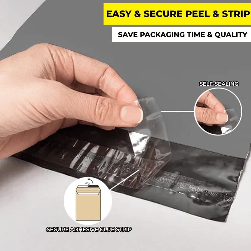 G4GADGET Grey Polythene Mailing Postal Bags - 50 Count, 14' X 21', 50 Micron Thickness 9