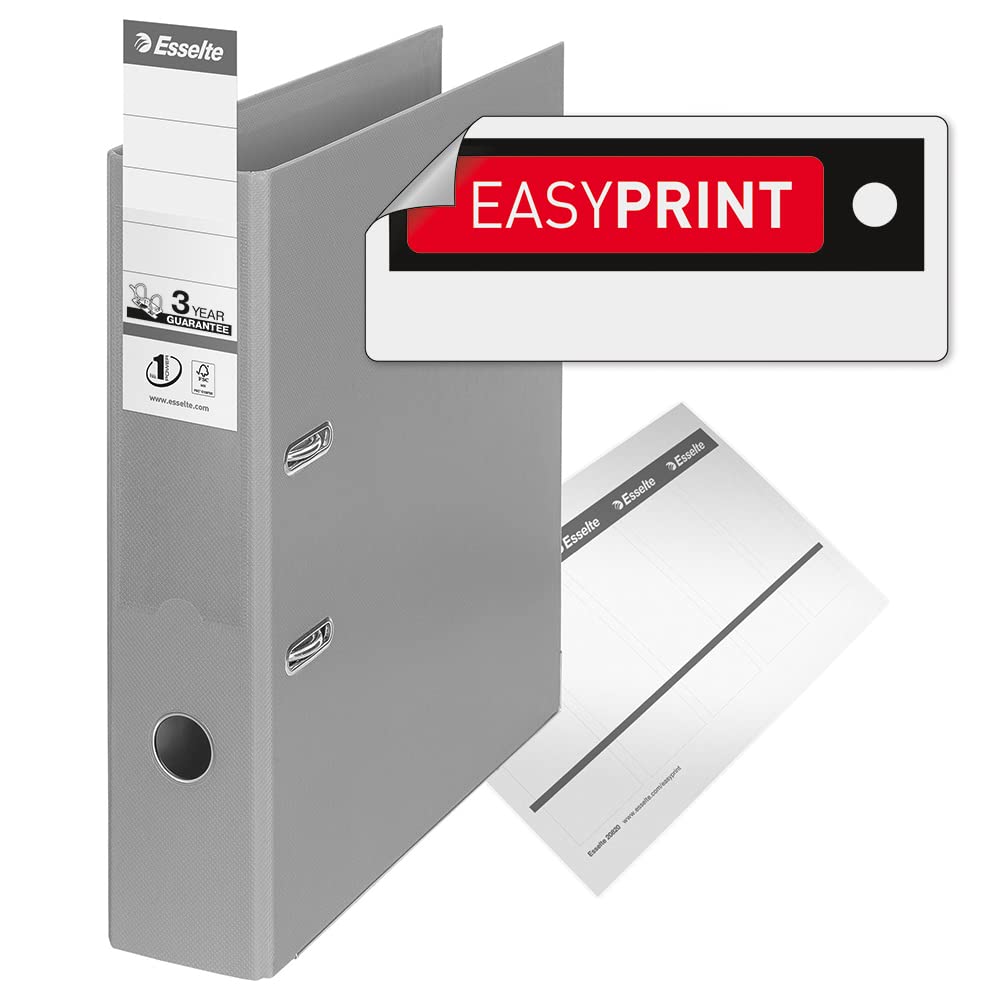 Esselte A4 Lever Arch File, Black, 72 mm Spine, Plastic, Vivida Range, 811370, 500 Sheets Capacity 4