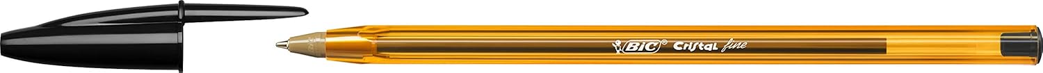 BIC Cristal Original Ballpoint Pens, Every-Day Biro Pens with Fine Point (0.8 mm), Black Ink, Pack of 50