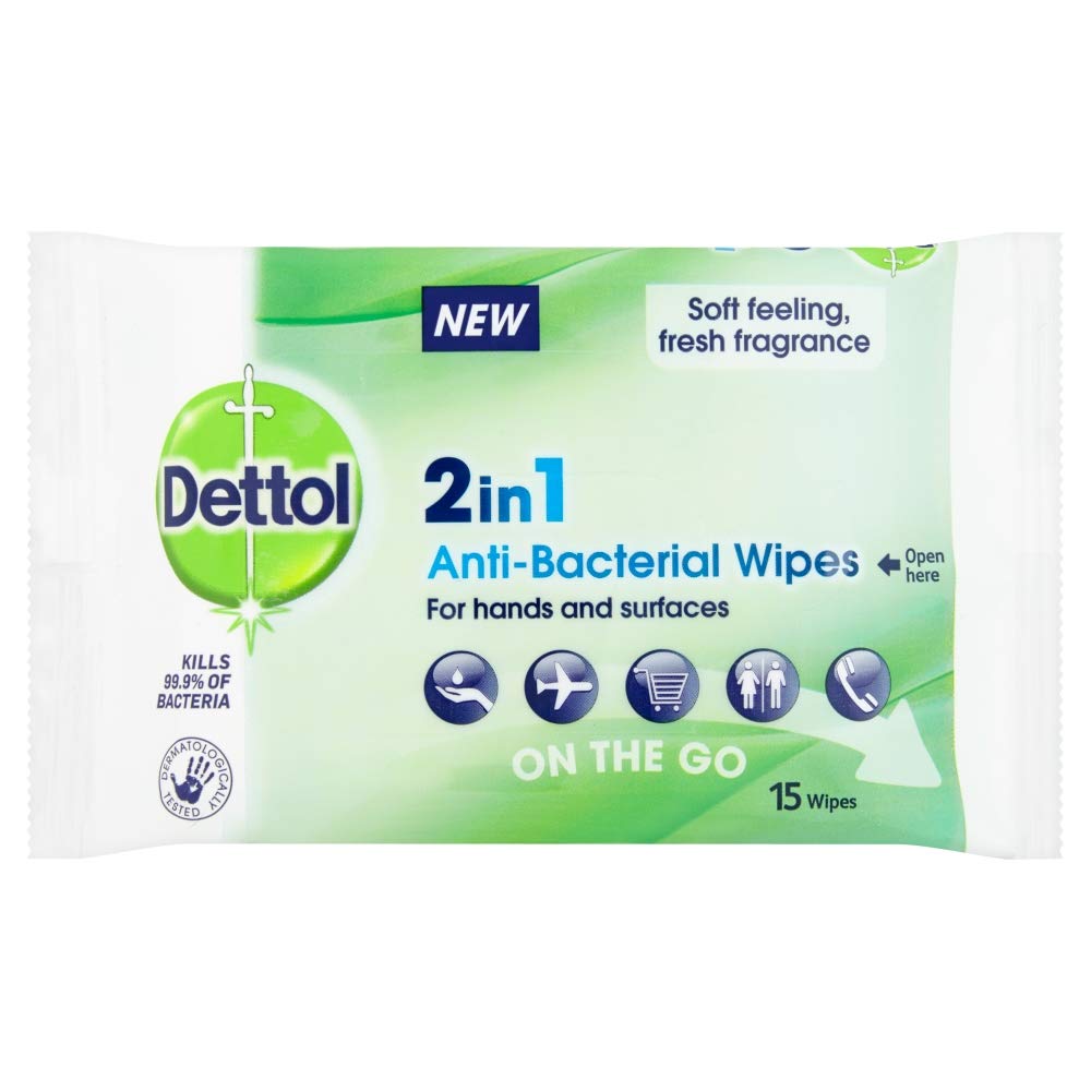 Dettol Antibacterial Hand and Surface Wipes - Kills 99.9% Bacteria | 135 Wipes (9 x 15 Count) 5