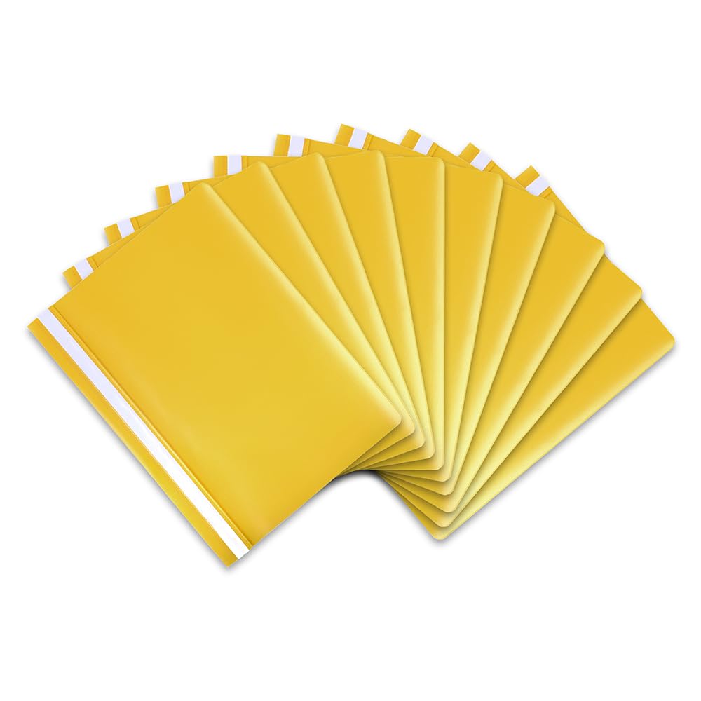 Hamelin A4 Yellow Polypropylene Project Folders - Pack of 25 | 1/3 Cut Top Tab | 100 Sheet Capacity