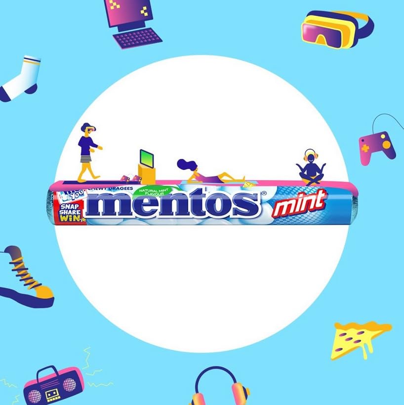 MENTOS Soft Mints - Crisp Outer Shell and Soft Centre, Peppermint Flavour | 5 Rolls Pack | 200g Total 5