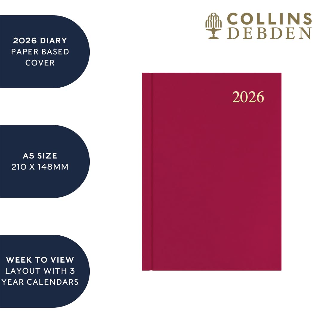 Collins Essential 2026 12 Month A5 Week-To-View Appointment Planner | Hard Cover | Grey 4