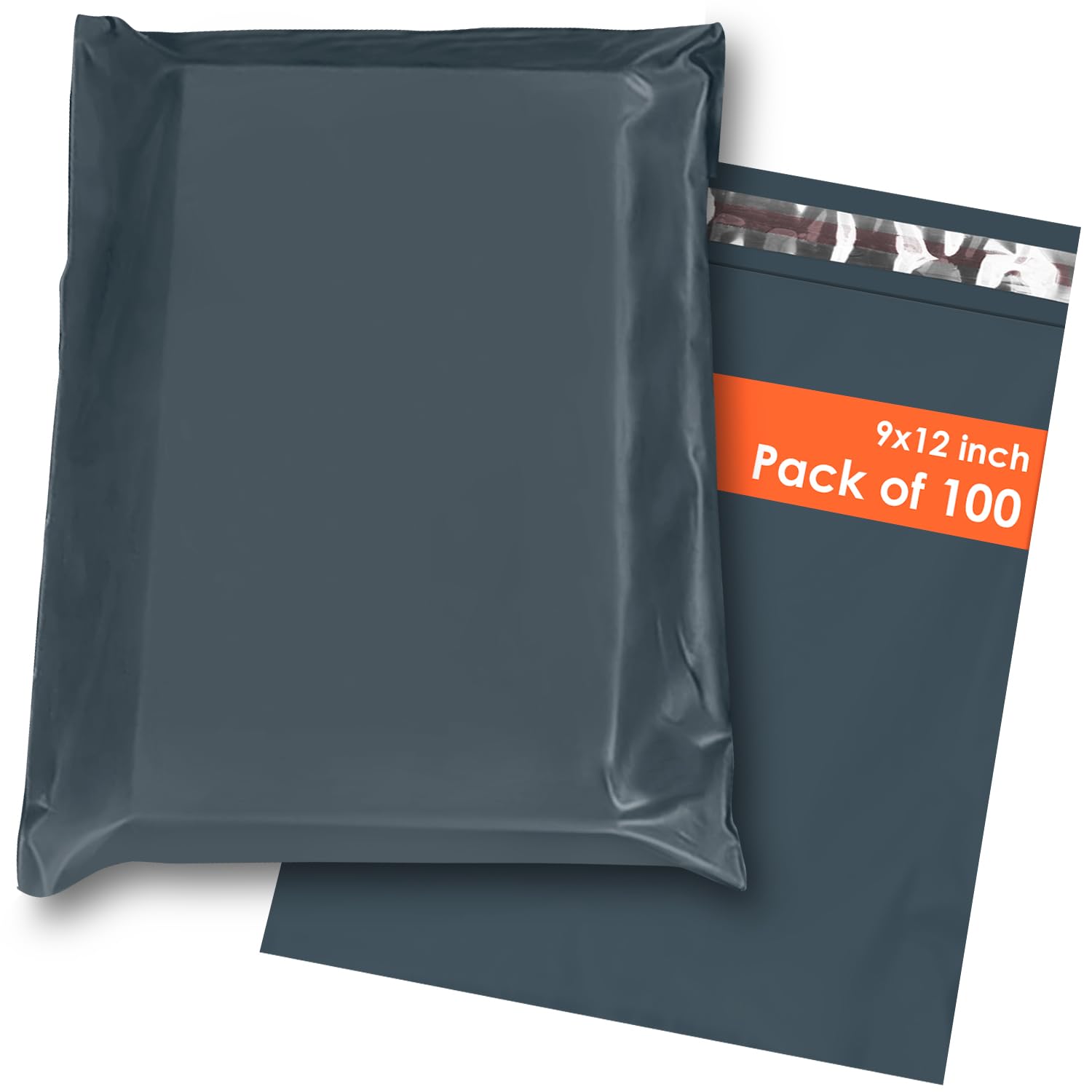 YUNJU Parcel Bags - 100 Pack Grey Mailing Bags 9 x 12 Inch | Water Resistant Self Seal