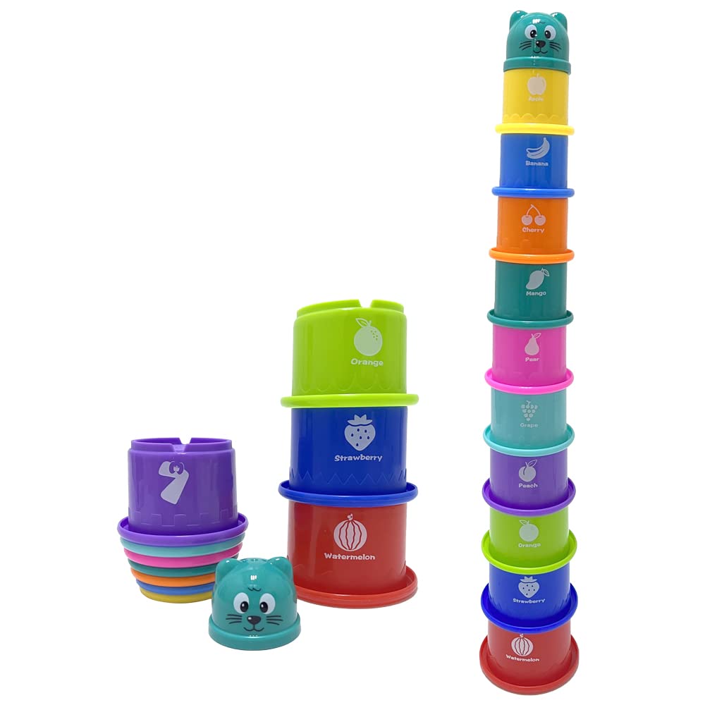 RAM ONLINE 11 Piece Stacking Cups - Early Learning Toy | Multicoloured | Ages 6 Months+ 2
